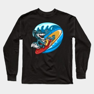 Surfing Wolf Long Sleeve T-Shirt